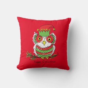 Owl Christmas Cute Funny Holiday Kids Cushion