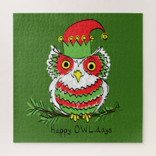 Owl Christmas Cute Funny Kids Jigsaw Puzzle