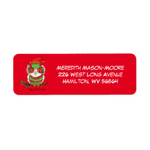 Owl Christmas Cute Funny Kids Return Address Label