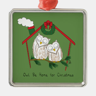 Owl Christmas Cute Kids Metal Ornament
