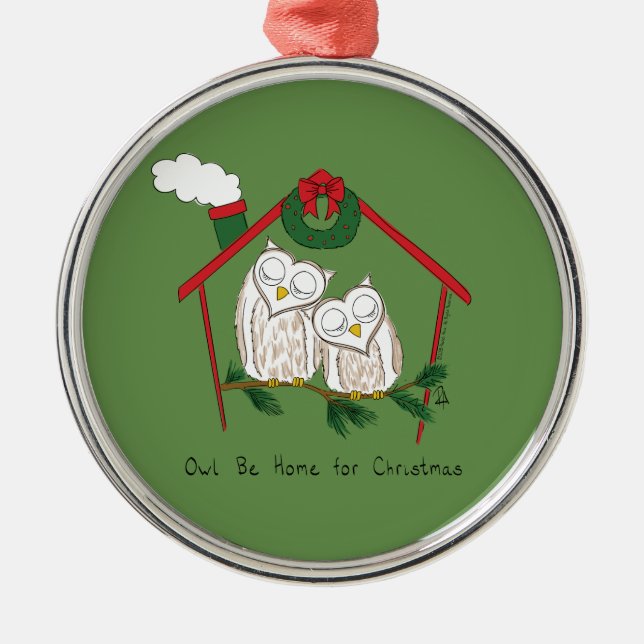Owl Christmas Cute Kids Metal Ornament (Front)
