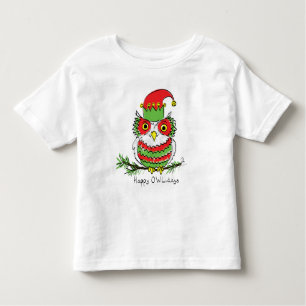 Owl Christmas Funny Cartoon Toddler T-Shirt