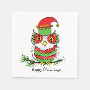 Owl Christmas Funny Napkin