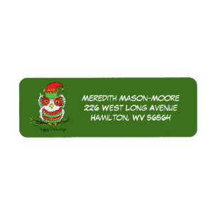 Owl Christmas Funny Return Address Label