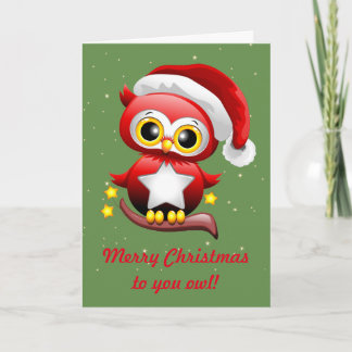 Owl Christmas greetings Holiday Card