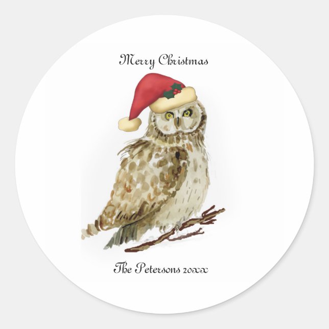 Owl Christmas Stickers personalised (Front)