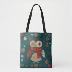 Owl Christmas Tote Bag