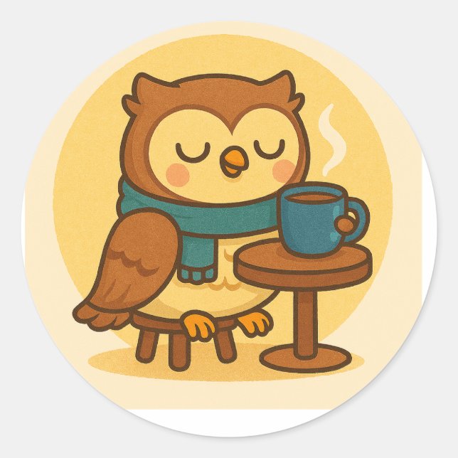 Owl Coffee Break Sticker (Front)