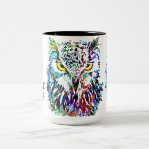 Owl Coffee Mug Colourful Owl Abstract Owl Cup