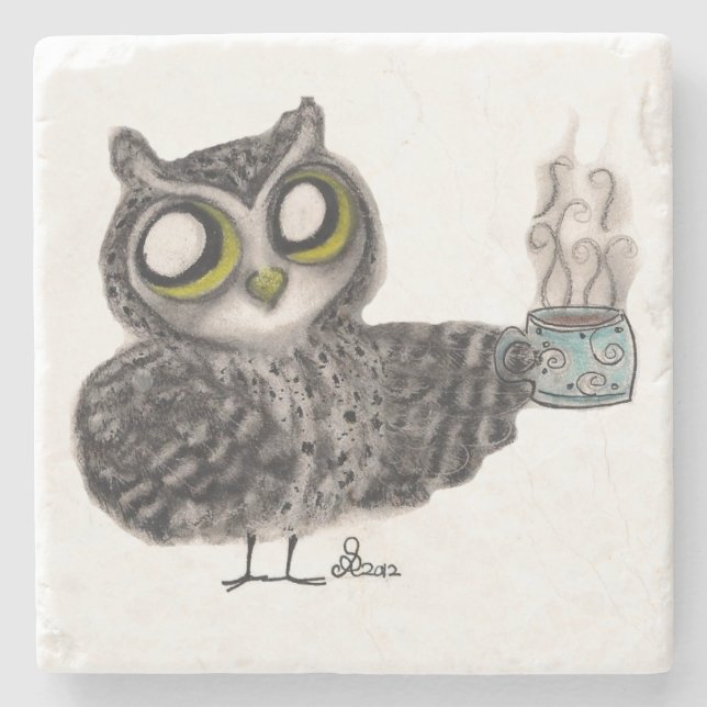 owl coffee stone coaster (Front)