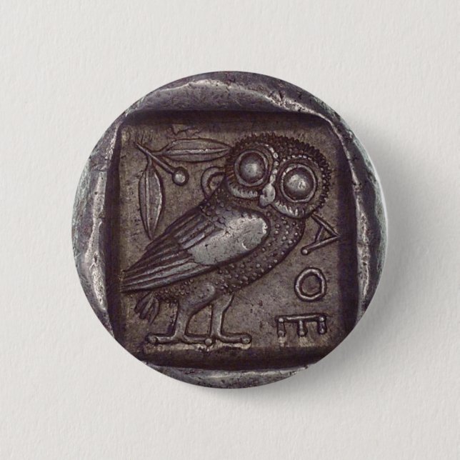 Owl Coin 6 Cm Round Badge (Front)