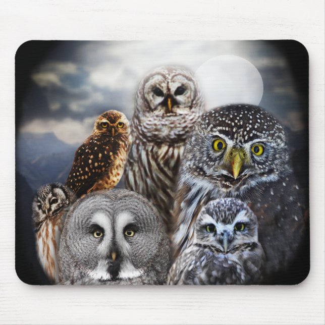 Owl Collage Mouse Pad (Front)