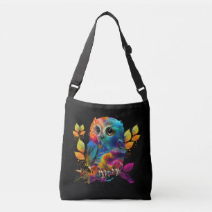 OWL COLORFUL ABSTRACT  CROSSBODY BAG