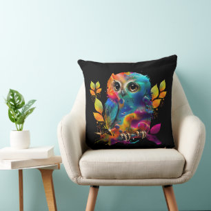 OWL COLORFUL ABSTRACT   CUSHION
