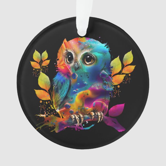 OWL COLORFUL ABSTRACT  ORNAMENT (Front)