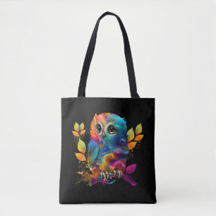 OWL COLORFUL ABSTRACT TOTE BAG