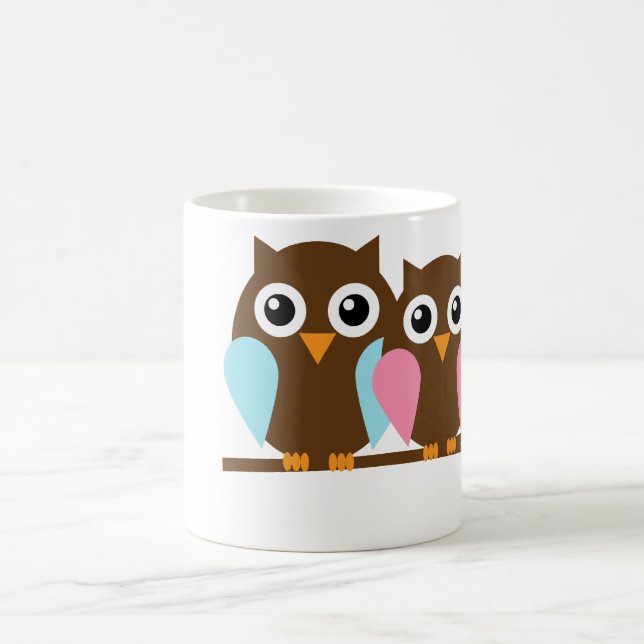 Owl couple on a branch coffee mug (Center)