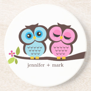 Owl Couple Personalised Coaster