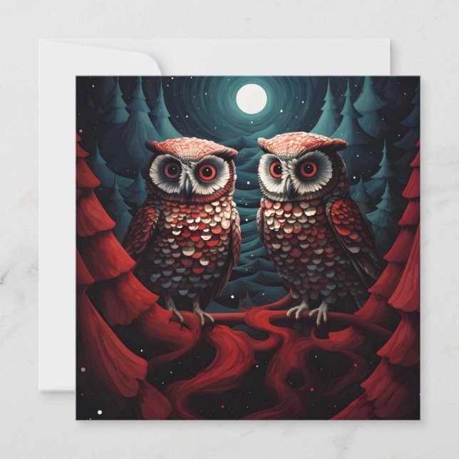 Owl couple pines and snow (Front)
