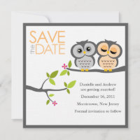 Owl Couple Wedding Save the Date