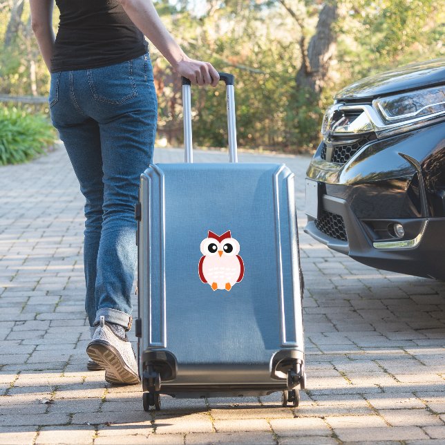 Owl Custom-Cut Vinyl Sticker (Suitcase Insitu)