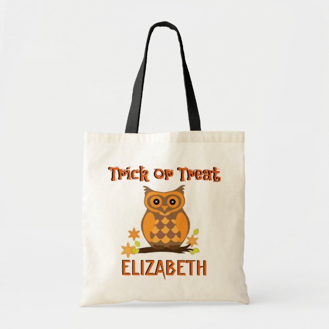 OWL Custom Name Trick or Treat Bag (Front)