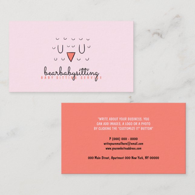 Owl Cute Bird Face Animal Baby Nanny Business Card (Front/Back)