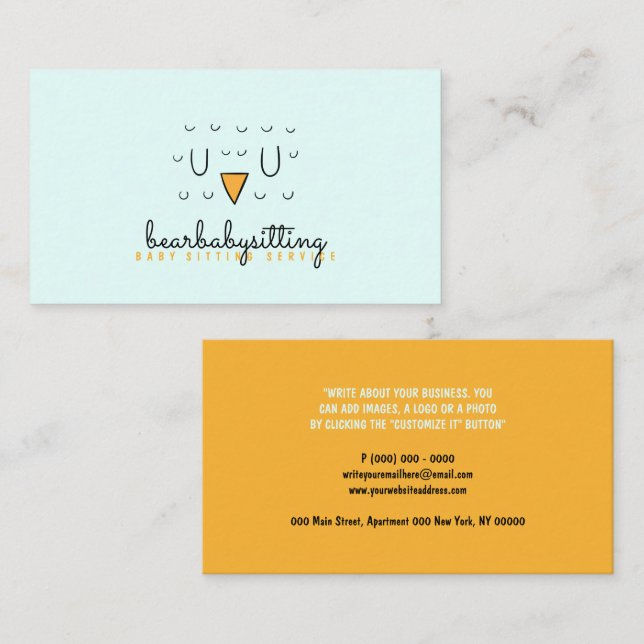 Owl Cute Bird Face Animal Baby Teacher Business Card (Front/Back)