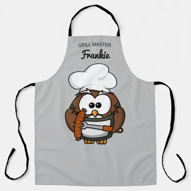 Owl Dad Grillmaster Grilling Apron  (Front)