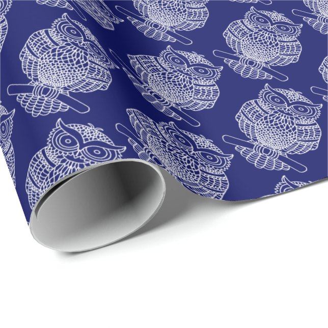 Owl (dark blue) - Wrapping Paper (Roll Corner)