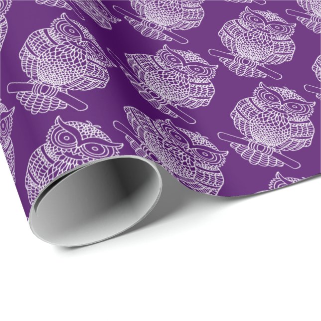 Owl (dark purple) - Wrapping Paper (Roll Corner)