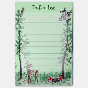 Owl Deer forest watercolor to-do list Post-it Notes