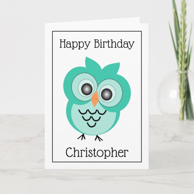 Owl Design Birthday Card (Front)