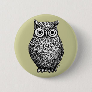 Owl Design Button Pin