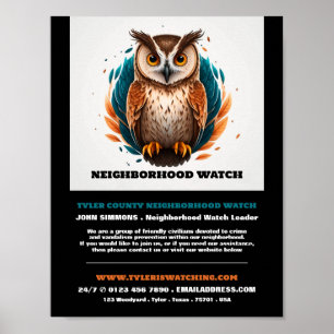 Owl Design, Neighborhood Watch Community Advert  Poster