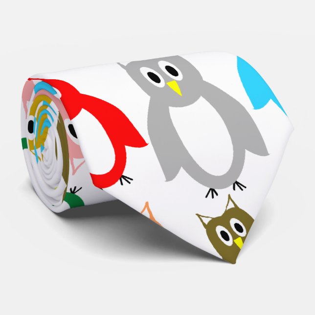 Owl Design Tie (Rolled)