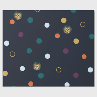 Owl-dot Midnight — Atmospheric Owl and Circle Patt Wrapping Paper