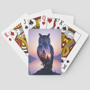 Owl Double Exposure Animal Nature Wilderness Free Playing Cards