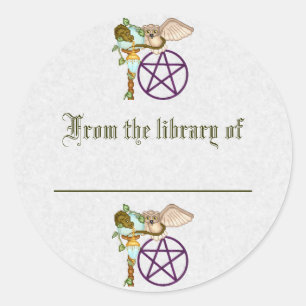 Owl, Dragon & Pentacle Pixel Art Classic Round Sticker