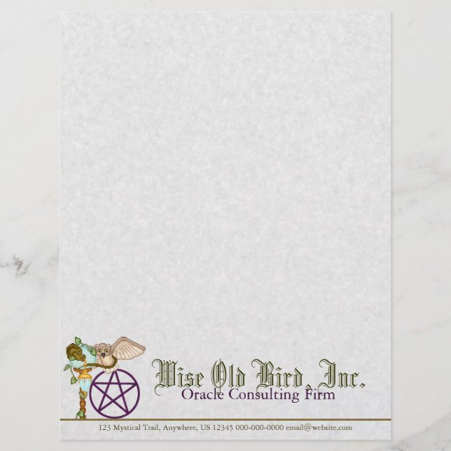 Owl, Dragon & Pentacle Pixel Art Personalised Letterhead (Front)