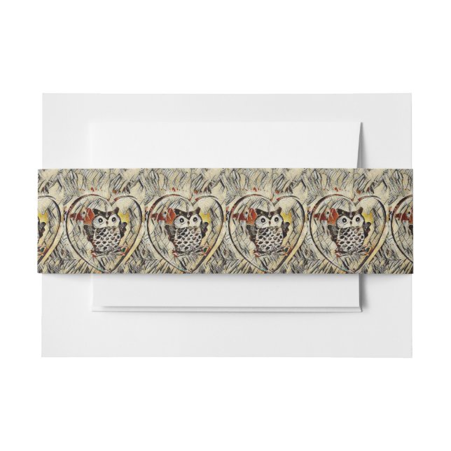 Owl drawing invitation belly band (Front Example)