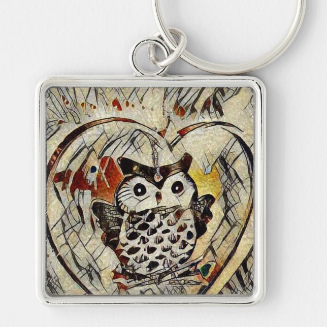 Owl drawing key ring (Front)