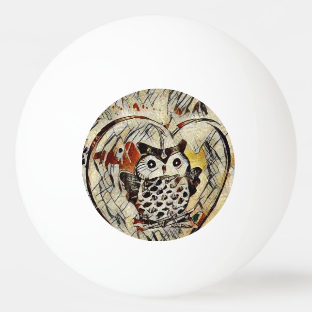 Owl drawing ping pong ball (Back)