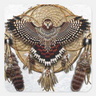 Owl Dream Catcher Square Sticker