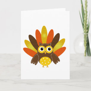 Owl dressed up Turkey Holiday Card