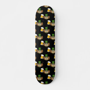 Owl Drinking Beer St Patrick's Day Pattern Skateboard