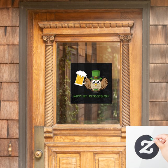 Owl Drinking Beer St Patrick's Day | Personalise (Home Door)