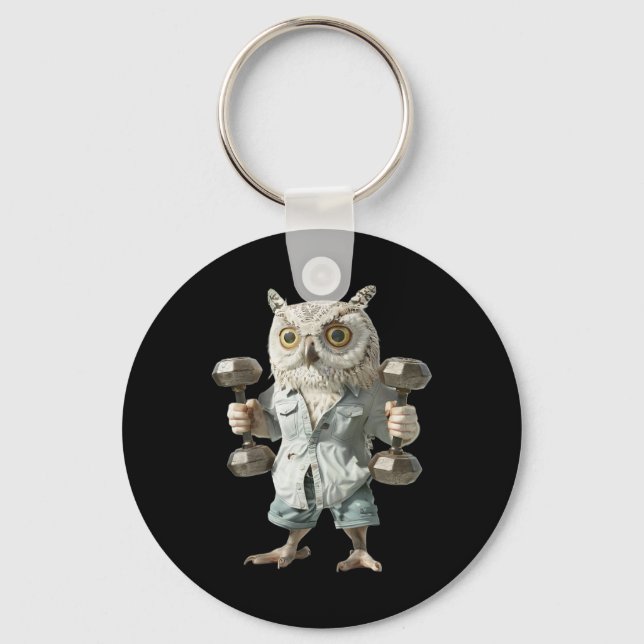 Owl Dumbbells  Key Ring (Front)