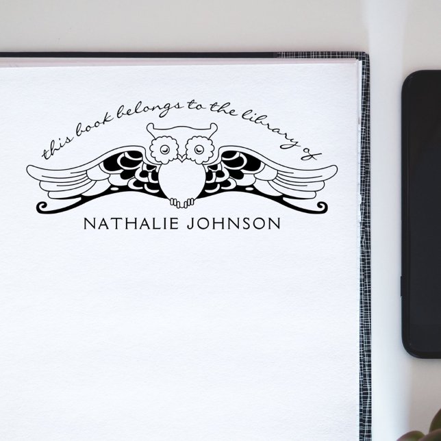 Owl Elegant Vintage Deco Library Books Rubber Stamp (Creator Uploaded)