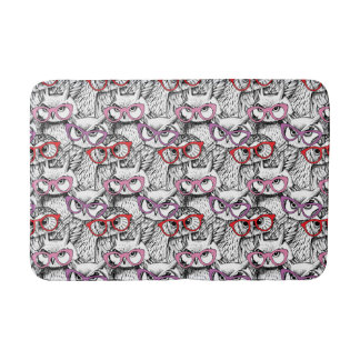 Owl Eyeglasses Pattern Bath Mat